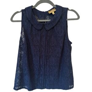 Princess Vera Wang Girls Navy Blue Lace Blouse Size L Peter Pan Collar
